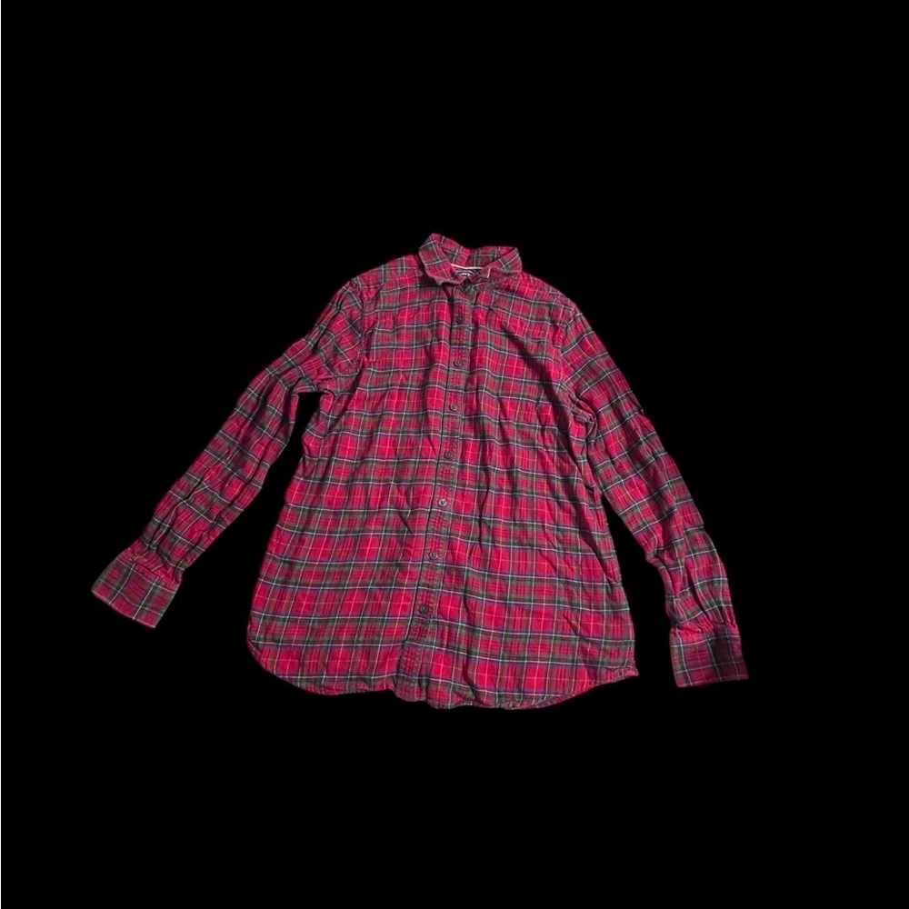Lands End flannel button down kids boys 10 k249